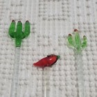Vintage Cocktail Swizzle Sticks Hand Blown Glass Drink  Barware Party Set Of 6
