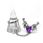 Little Devil Heart Chain Ring  listen Flavor Exclusive Purple 