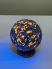 Fluorescent Sodalite-bearing Syenite  yooperlite  Carved Moon Sphere W  Stand