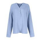 Womens Casual Button V Neck Long Sleeve Shirts Oversized Solid Fall Blouses Tops