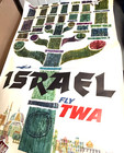 Twa Orig Travel Poster 1960s 25x40 Signed David Klein-litho   lt Damage israel