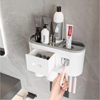 Wall Mount Bathroom Storage With Toothpaste Despenser For Toothbrush  2 Cups 