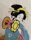 Vintage 21   Furoshiki Japanese Geisha Drum Blue Wrapping Cloth Scarf Panel