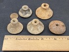 5 Ancient Mesoamerican Clay Spindle Flywheel Whorl Pre-columbian Incised Carved