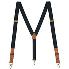 Men s Suspenders Y Back Adjustable Leather Elastic Y-shaped Hooks Pants Braces