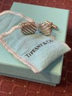 Tiffany   Co  Sterling Silver   18k Yellow Gold Twist Rope Cufflinks Pouch   Box