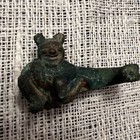 1 25   Old Chinese Dynasty Bronze Tongzi Beast Head Peg Hang Hook Gou Sculpture