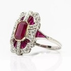 4ct Art Deco Style Ruby   Lab-created Diamond Engagement 14k White Gold Fn Ring