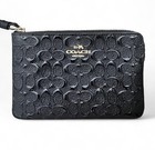 Nwot Coach Corner Zip Wristlet Wallet Black With Signature Logo  no Box 