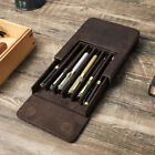 Usa 6-slot Genuine Leather Pen Case Home Office Pencil Holder Pens Organizer Bag