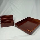 Vintage Eldon Wood Desk Set Letter Sorter Tray Mahogany Finish 1990s