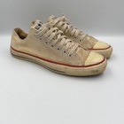 Vintage Converse Unbleached White Low Tops Mens Size 9 Lace Up Made In Usa