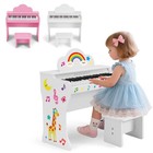 White pink 37keys Kids Piano Keyboards Wood Toddler Toys Music Education W stool