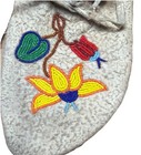 Antique Ojibwe Floral Beaded Moccasins - Child Size - Vintage Native As-is 