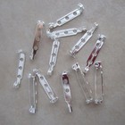 Sterling Silver Plated 1  25mm Pin Backs Brooch Locking Bar Findings 5 Pcs