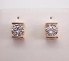 1ct Round Cut Moissanite Push Back Solitaire Stud Earring 14k Yellow Gold Plated
