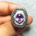 Natural Alexandrite Stone Ring With Natural Emerald Small Gems Antique Ring