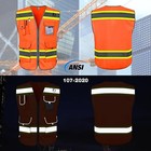 Hi Vis Vest 9 Pockets Safety Vest For Men - Class 2  Db Medium Orange-bison 05d