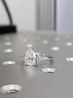 1 50 Ct Pear Cut Cluster Moissanite Engagement Ring Solid 14k White Gold For Her