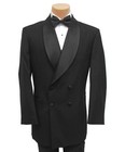 New Boys Black Double Breasted Tuxedo Jacket With Satin Shawl Lapels Size 10