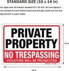 4 Pack  Private Property No Trespassing Sign  10 x14  Rust Free Aluminum  Us-237