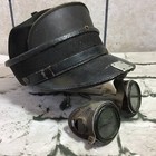 Vintage Handcrafted Hat W  Welding Goggles Steampunk Dystopian Rare Grunge Moto