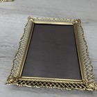 Pair Vintage Gold Filigree Ornate Metal 5x7 Picture Frames Easel Wall Hanging