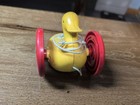 Vintage Ambi Duck Pull Toy With Large Spiraled Wheels Makes A Noise