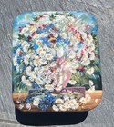 Vintage  Fedoskino Hand Painted Russian Black Lacquer Trinket Box 