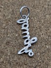 Script Laugh White Cz 925 Sterling Silver Necklace Charm Pendant