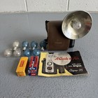 Vintage Argus Super 75 Camera Bundle  Untested Leather Case  Flash  Bulbs  Film
