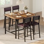 5-piece Dining Table Set Counter Height High Top Table And 4 Upholstered Chairs