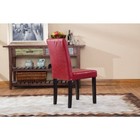 Urban Style Solid Wood Leatherette Padded Parson Chair  Red  Set Of 2