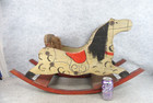 Rare Vintage Victorian Hand Painted Childs Wood Riding Rocking Horse Toy