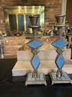 Vintage Hen-holon Israel Jewish Judaica Brass Candlesticks Candle Holders