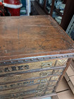 Antique Clark   s 6 Drawer Mile End Spool Cabinet - Solid Wood- Embossed Tin