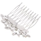 New Silver Metal Clear Rhinestone Crystal White Pearl Hair Comb Ha1935-swh
