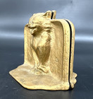 Pair Antique Snead   Co Cat Bat Gargoyle Cast Iron Bookends 3 75  Gothic 1925