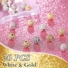 20 Pieces 8 Mm Zirconia Cubic Beads For Jewelry Making  White  Gold