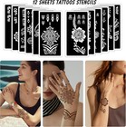 Tattoo Stencils For Kids And Adults - 12 Sheets Henna Kit Hands  Mehndi     