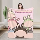 Cute Macaron Cartoon Monster Soft Flannel Throw Blanket For Home Decor