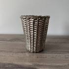 Vintage Silver Steel Hand Woven 4 5    Basket Pencil Cup Decor Heavy