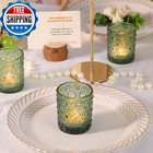 Green Votive Candle Holder Set Of 36  Flower Tea Lights Candles Holders For Wedd