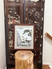 Vintage Chinese Crane Watercolor Painting Framed Calligraphy Art
