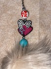 Faux Fur Pom Pom Keychain W  Detachable Keyring  Love Heart Charm   Tassel