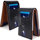 Men Wallet Slim Minimalist Leather Card Holder Rfid Blocking Bifold Front Pocket