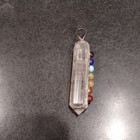 Quartz Crystal Point Double 7 Chakra Stone Silver Pendant Necklace Reiki Healing