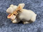 Lot Of 3 Pig Figurines With Bow Accents  Blue   Pink Miniatures