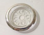 Set Of 4 Vintage Mcm Silver Plated Crystal Glass Coasters Italy