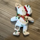 Ty Beanie Baby 1998 Holiday Teddy Christmas Holly White Bear Rattle Hat
